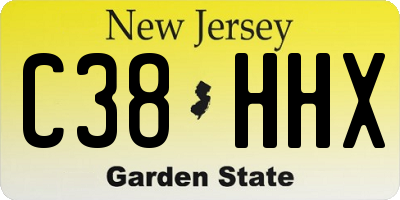 NJ license plate C38HHX