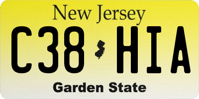 NJ license plate C38HIA