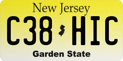 NJ license plate C38HIC
