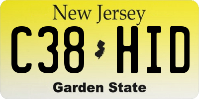 NJ license plate C38HID