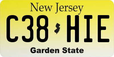 NJ license plate C38HIE