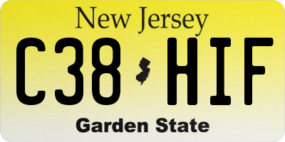 NJ license plate C38HIF