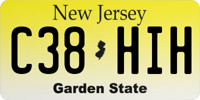 NJ license plate C38HIH