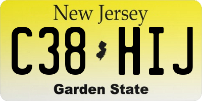 NJ license plate C38HIJ