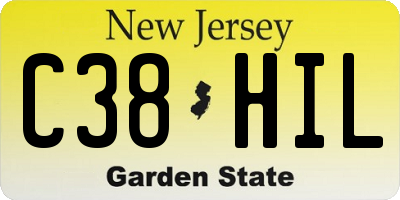 NJ license plate C38HIL