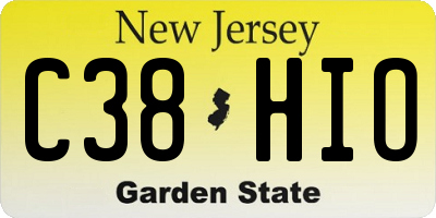 NJ license plate C38HIO