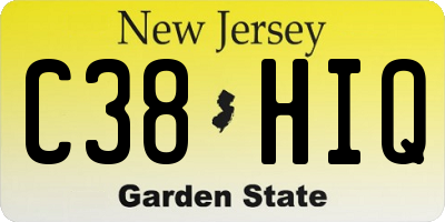 NJ license plate C38HIQ