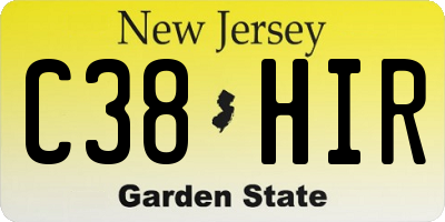 NJ license plate C38HIR