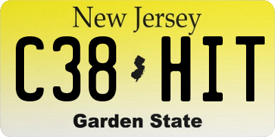 NJ license plate C38HIT