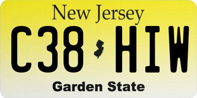 NJ license plate C38HIW