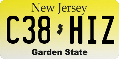 NJ license plate C38HIZ