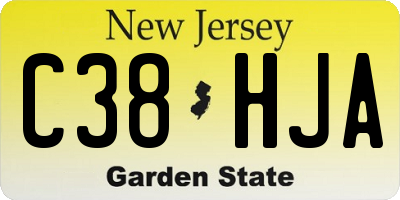 NJ license plate C38HJA