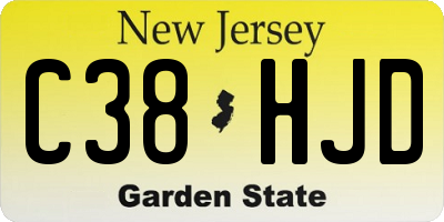 NJ license plate C38HJD