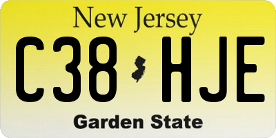 NJ license plate C38HJE