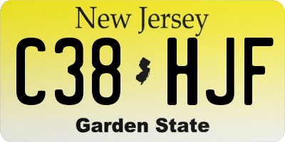 NJ license plate C38HJF