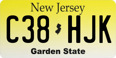 NJ license plate C38HJK