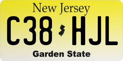 NJ license plate C38HJL