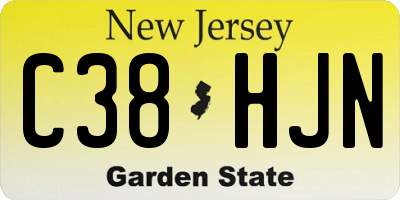 NJ license plate C38HJN