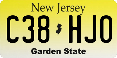 NJ license plate C38HJO