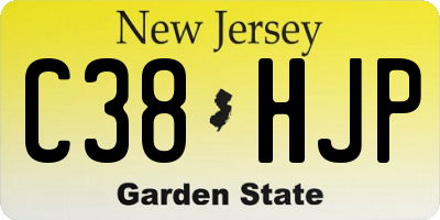 NJ license plate C38HJP