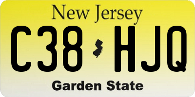 NJ license plate C38HJQ