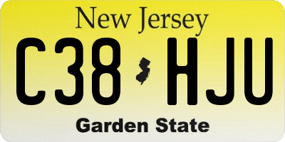 NJ license plate C38HJU