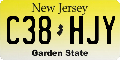 NJ license plate C38HJY