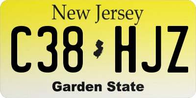 NJ license plate C38HJZ