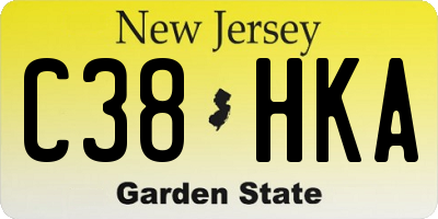 NJ license plate C38HKA