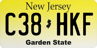 NJ license plate C38HKF