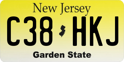 NJ license plate C38HKJ