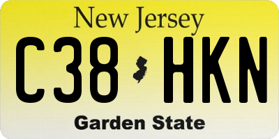 NJ license plate C38HKN