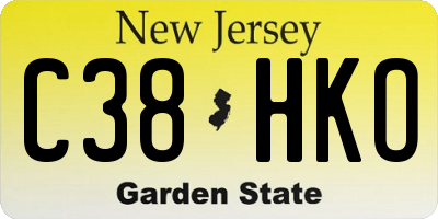NJ license plate C38HKO