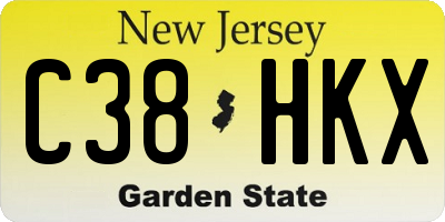 NJ license plate C38HKX