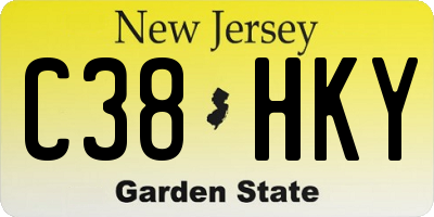 NJ license plate C38HKY