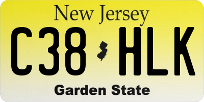 NJ license plate C38HLK