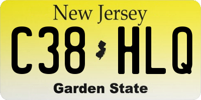 NJ license plate C38HLQ