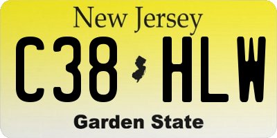 NJ license plate C38HLW
