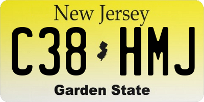 NJ license plate C38HMJ