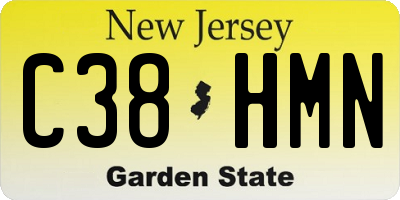 NJ license plate C38HMN