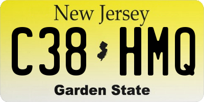 NJ license plate C38HMQ
