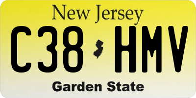 NJ license plate C38HMV