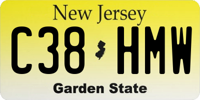 NJ license plate C38HMW
