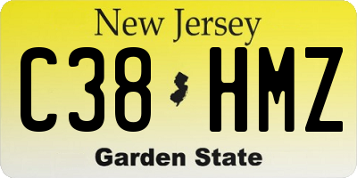 NJ license plate C38HMZ