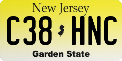 NJ license plate C38HNC