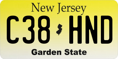 NJ license plate C38HND