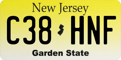 NJ license plate C38HNF