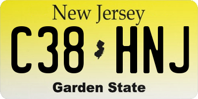 NJ license plate C38HNJ