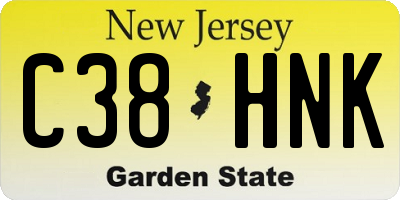 NJ license plate C38HNK