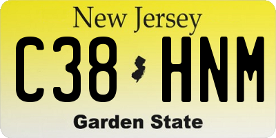 NJ license plate C38HNM